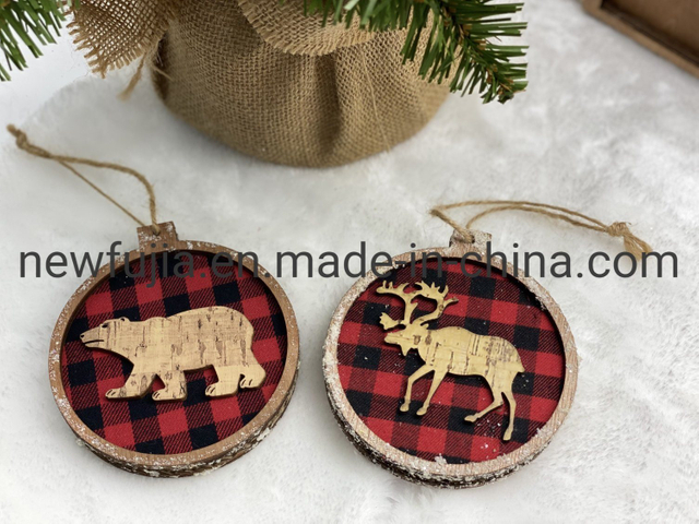 Complex Material Wood Cloth Handmade Custom Animals 2022 New Hanging Christmas Ornament for Christmas Decoration